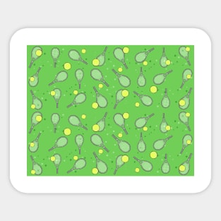 Tennis Seamless Pattern - Racket and Ball on Green Background Sticker